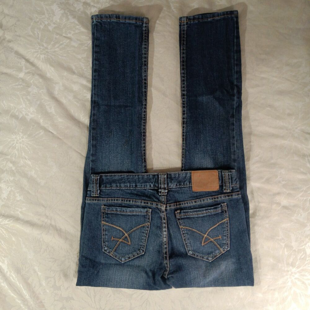 Amethyst Jeans Womens Regular 9 Skinny Stretchy Blue Denim Lightly Distressed